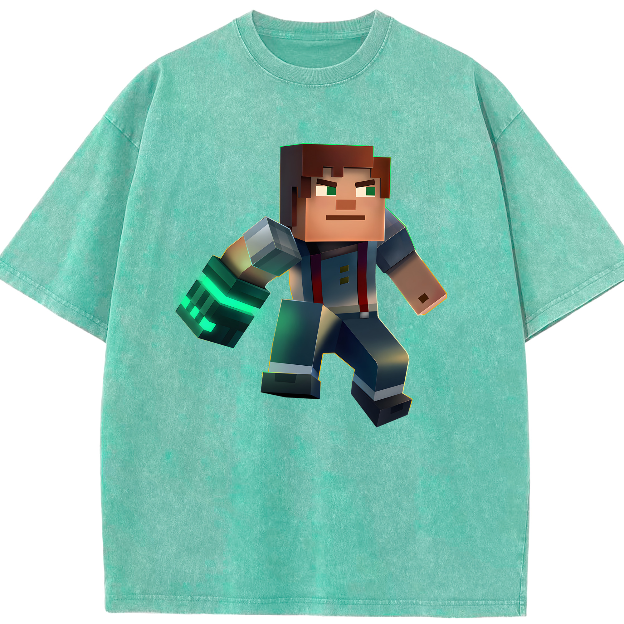 （画像用） マインクラフト ブロックの世界 Minecraft MC Block world 綿100% ヴィンテージ風 半袖Tシャツ（フロントプリント）